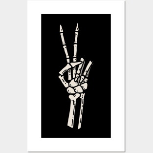 Skeleton Hand Peace Sign Posters and Art